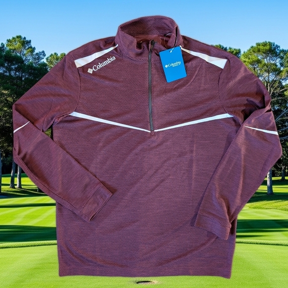 Columbia Golf Omni-Wick Scorecard 1/4 Zip Maroon Long Sleeve  Pullover Jacket - Picture 2 of 5